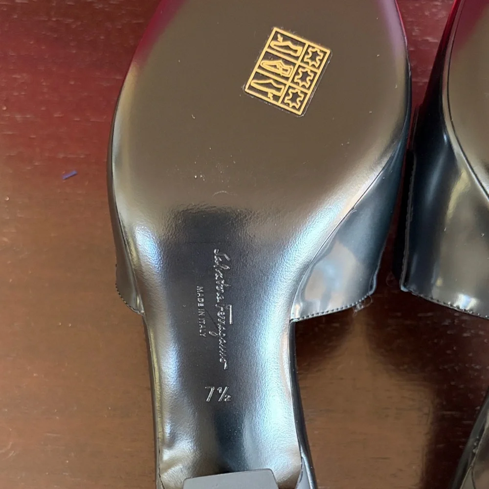 Salvatore Ferragamo Black Patent Leather Mules - Picture 7 of 11